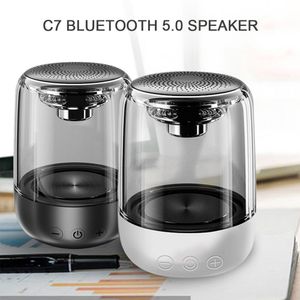 Bärbar Bluetooth 5.0 Högtalare Transparent LED Lysous Subwoofer TWS 6D Surround HiFi Stereo Cool Audio för mobiltelefon