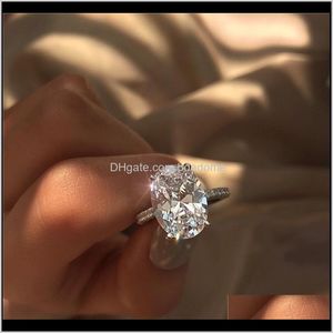 Solitaire Drop Доставка 2021 Женская Мода Сьер Драгоценный камень Обручальные кольца Ювелирные Изделия Имитация Алмазное кольцо для свадьбы CIPXI