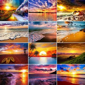 Wholesale 5d diamond painting square drill for sale - Group buy Yumeart Diamond Painting D DIY Seaside Full Drill Square Diamond Embroidery Sunset Picture of Rhinestone Landscape Wall Decor
