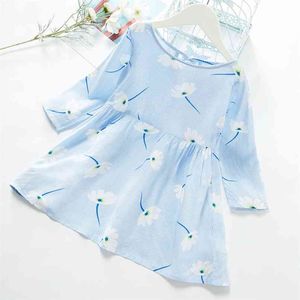 Baby / Toddler Girl Floral Maskros Skriv ut Striped Long-Sleeve Dress 210528