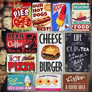 Italian Pizza Vintage Metal Sign Kitchen Cafe Decorative Plates Mexican Food Pie Stickers Ketchup Wall Kitchen Cooktail room Metal Poster Decor size 30X20cm