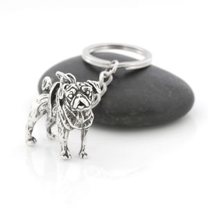 Vintage Silver Plated Cute Pug chain Dog Animal Chain ring Bag Charm Women Man Child Pet Jewellery Whole Key Ring