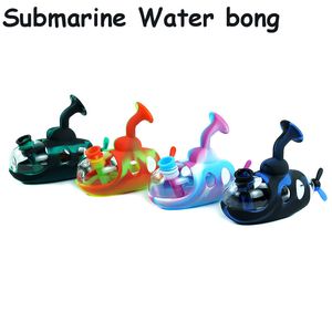 hookahs Submarine 4.9"smoking pipe glass bong food grade Silicone Water Pipes hookah Rig Recycler cigarettes accessories