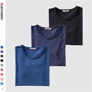 3個/セット夏100％コットンOネックTシャツメンズSoild 10色メンズTシャツカジュアル半袖男性トップス210706