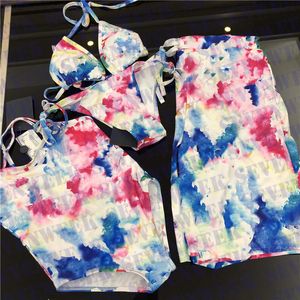 Watercolor Letter Womens Swimwear Bikinis Kids Swimsuit Designers Mens Beach Shorts Summer Vacation Parent child Outfit