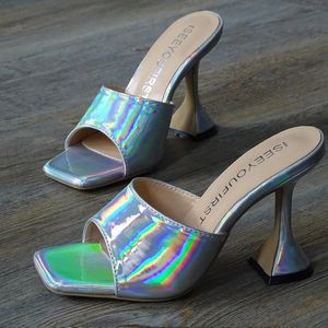 Fashion Square Toe High Heel Sandals Women Solid Open Slipper Women's Summer Designer Shoes