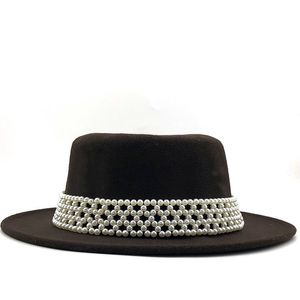 Proste Mężczyźni Kobiety Szeroki Brim Ciepłe Wełna Filc Jazz Fedora Kapelusze Retro Styl Solidna Kolor Panama Hat Trilby Party Formalny kapelusz 56-58cm A5