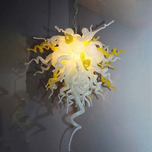 Nordic Lampe Gelb Weiß Farbe Mundgeblasenem Glas Kronleuchter Kunst Dekor Lampen Lichter LED 110v 120v 2220v 240v Glühbirnen Hängende Anhänger Beleuchtung 24 x 36 Zoll