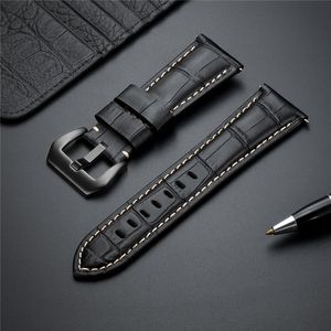Uhren-Bands Bambus-Muster Echtes Leder Armbands Zubehör Edelstahlschnalle Hohe Qualität Ersatzuhren Gurte