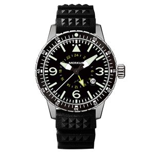 Merkur Męskie nurkowanie Zegarki Mężczyźni Automatyczny Zegarek GMT Sport Luksusowy mechaniczny Zegarek Luminous 100M Wodoodporna Bezel ceramiczny