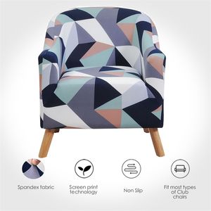 Club Chair Cover Stretch Tub Chair Slipcover Printed Sofa Cover Spandex Couch Skydd för Bar Studie Counter Vardagsrum 211102