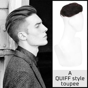 Perucas sintéticas Homens de cabelo natural Toupee Short Wig Quiff Style Topper para jovens calvam a linha de cabelo alta clip-on