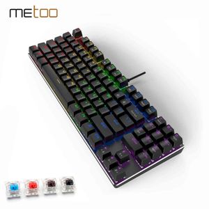 METOO Wired Gaming Mechanical Keyboard Backlit 89 Key Anti-ghosting Blue Red Brown Switch Number keys Game Laptop PC Russian