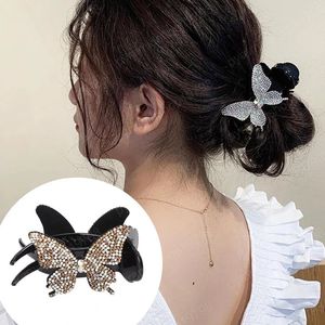 Clipes de garra de cabelo borboleta para mulheres grosso rabo de cavalo banana clipe barrettes moda meninas strass acessórios de cabelo