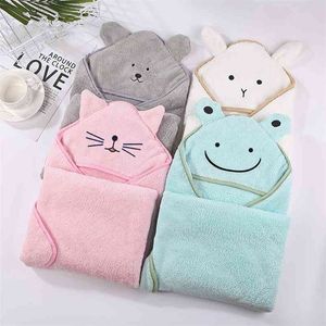 Handduk Baby Bad Hooded Super Absorbent Poncho Född Gullig Tecknad Broderad Strand Spa Snabbtorkande Barn Badrock 210728