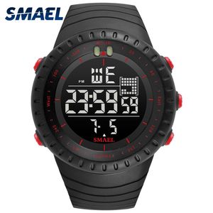 SMAEL Совершенно новый Electronics Часы Аналоговый Кварцевый наручные часы Horloge 50 метров Водонепроницаемый Kol Saati 1237 Цифровая сигнализация Мужчин Часов Q0524