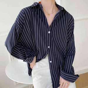 Manga Longa Listrada Chiffon Blusa Camisa Blusa Mulheres Blusas Mujer de Moda Deixar Colar Escritório Blusa Mulheres Tops E113 210426