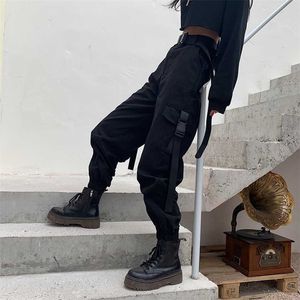 YBYR Big Pockets Cargo Pant Elastic High Waist Loose Streetwear Summer Pant Baggy Tactical Trouser Hip Hop Joggers 211124