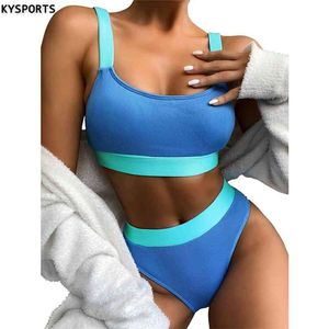 Kobiety Sexy High Waist Bikinis Swimsuits Swimwear Łączenie Kostiumy Beachwear 210712