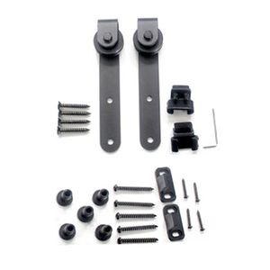 Mini kit de hardware para porta de celeiro deslizante, montado na parte superior, cabide de trilho, parafusos de aço, chave sextavada, soquetes de guia de chão, outros