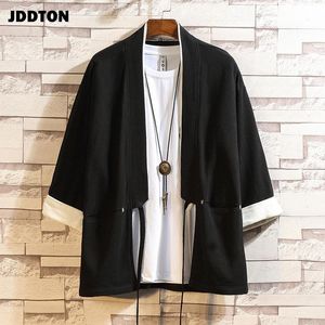 Jaquetas masculinas jddton algodão quimono solto cardigan cor sólida outerwear vintage estilo chinês masculino jaqueta moda casual sobretenhaats je614