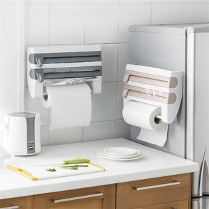 Toalheiro de molho de refúgio de molho de armazenamento de cozinha Saco de cozinha cling Dispenser de filme Rolo de papel de parede 210423