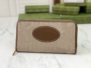 Mode kvinnor kopplingspåsar pu läder plånbok enkla blixtlås plånböcker dam damer lång klassisk handväska med orange lådkort 621889