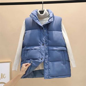 5 Colors Waistcoat Vest Women Autumn and Winter Short Cotton Korean Thick Plus Size Jacket 211120