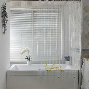 Clear Shower Curtain Waterproof White Plastic Bath Curtains Liner Transparent Bathroom Mildew PEVA Home Luxury with Hooks 211119