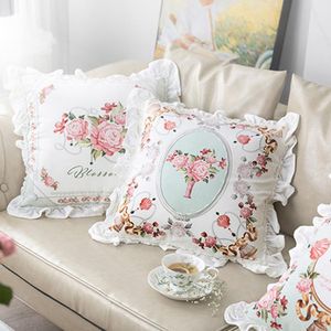 Francuska szlachetna poduszka obudowa poduszka Pink Floral Cojines Decorativos para sofa elegancka poduszki do rzucania poduszki poduszki/wystrój kussin