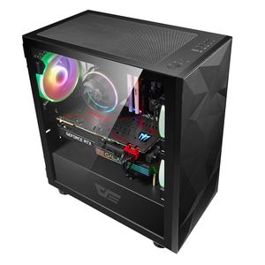 DarkFlash DLM21 Gaming-Computergehäuse, ATX/M-ATX/ITX, unterstützte Türöffnung aus gehärtetem Glas, Lufteinlass, Schwarz