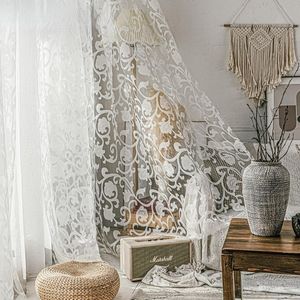 Gardin draperar europeisk stil jacquard design ren panel tyll för vardagsrum balkong organza tyger fönsterbehandlingar