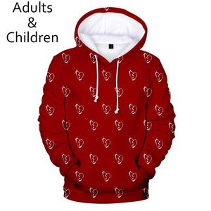 Felpe con cappuccio da uomo Felpe con stampa 3d completa Juice Wrld Uomo Donna Harajuku Pullover per bambini Adatto Ragazzi Ragazze Rosso con cappuccio