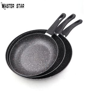 Master Star 20/24 / 28cm Fry Pan Set Svart Stekpanna Granitbeläggning Pan Steak Egg Pregetet Non-stick Gas Spisar 210319