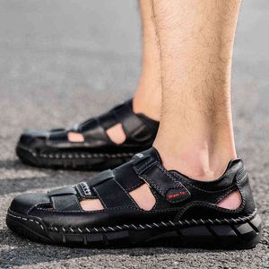 Sandals Summer Men Non-slip Shoes fashion handmade sewing Slippers Comfortable Sandy Slides Beach Soft sandals men big size 48 220302