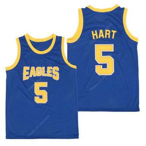 Özel Retro Kevin Hart # 5 Eagles Lisesi Basketbol Forması Dikişli Mavi Boyut S-4XL Herhangi bir isim ve sayı En kaliteli formalar