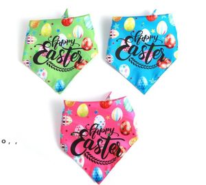 Abbigliamento per cani pasquali Bandana Cani di taglia media Bavaglini triangolari con uova di Pasqua e stampa a stella di coniglio Fazzoletto per cani pasquali RRA11253