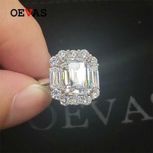 OEVAS 100% 925 Sterling Silver Musing High Carbon Diamond Pierścienie Obrączkowe dla kobiet Engagement Party Fine Jewelry Hurtownie 211217