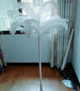 モダンな白いテーマダチョウの羽の木の結婚式のdiyの装飾通路ランナーロードリードパーティーディナーテーブルツリーギフト