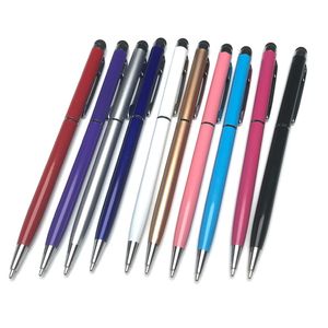 Factory metal ball point mobile phone screen dual function flat capacitance pen student school prize gift touch pen