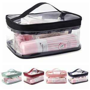 Banho de PVC transparente impermeável Saco cosmético Mulheres compõem Caso Caixa Zipper Maquiagem Beauty Wash Organizador Armazenamento