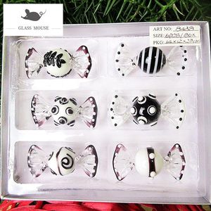 Objetos decorativos figurinhas vintage artesanais Murano vidro doces artesanato preto e branco doce doce decoração de natal diy ornament kid