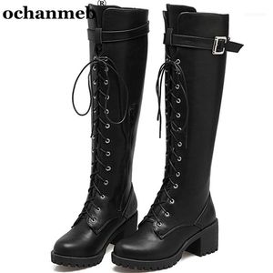 Wholesale women lace up combat boots for sale - Group buy Boots Thick Chunky Block Heels Women Buckle Strap Lace Up Zipper Knee High Shoes Lady Woman Female Combat Boot