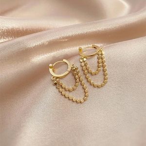 Hoop Huggie Ghidbk Einfache kleine kleine quadratische Perlenohrringe für Frauen Gold Silber Farbe Punk-Stil Helle Erbsenbohnen Geschenk