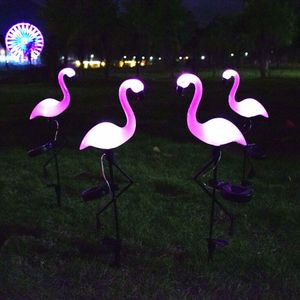 2021 LED Solar Garden Lights Flamingo Lawn Path Lamp Pathway Landscape Parties Outdoor Street Lighting For Patio Yard Waterproof