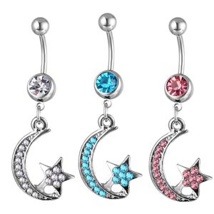 YYJFF D0133 Star and Moon Belly Navel Button Ring Mix Colors