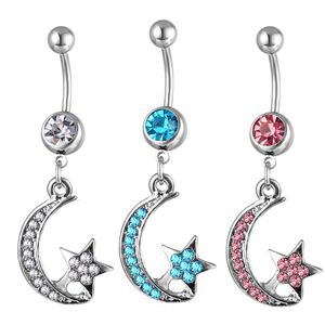 YYJFF D0133 STAR OCH MOON BELLY NAVEL RING Mix Colors