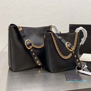 Designer- Women Bucket Crossbody Hippie Bag Genuine Leather Shopping Handbags Black Adjustable Strap Shoulder Handbag Luxurys Bags
