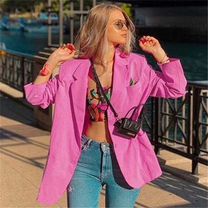 BLSQR Pure Bomull Loose Women Suit Jacket Spring Summer Kvinna Ytterkläder Elegant Chic Single-Breasted Blazer Femme 211019