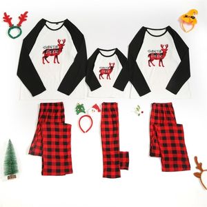 Familj Christmas Deer Suit Grid Kläder Kids Mamma och mig Kläder Mamma Dotter Fader Baby Matchande Outfits 210521